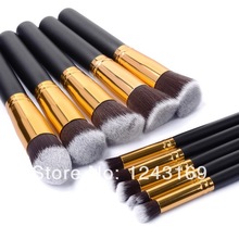 XCSOURCE Fashion Black with Gold Color 10PCS Pro Makeup Brush Concealer Eyeshadow Brushes Cosmetic Powder Tool