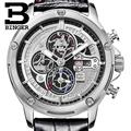 Switzerland watches men luxury brand Wristwatches BINGER Quartz watch leather strap Chronograph Diver glowwatch B6009 3