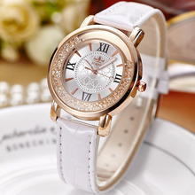 FORON Luxury Women Crystal Dress Watches Top Brand Fashion Quartz Watch Genuine Leather Watch Women Casual Clock relogiofeminino