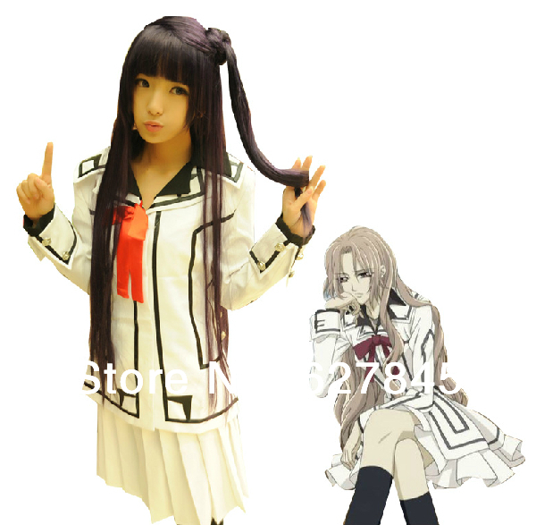 Free shipping Vampire Knight Cosplay Night Class Girl Kurosu Yuuki Uniform Costume