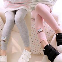 Hot 2-7Y Baby Kids Girls Cotton Pants Embroidery Bird Warm Stretchy Leggings Trousers 2016 L4