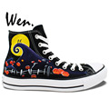 Wen Hand Pained Shoes Custom Design Sally Jack Skellington Nightmare Before Christmas High Top Men Women