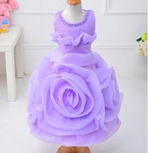 children clothing Latest achieve noble purple girl dresses, oversized 3D Rose Flower girl dress layered design. tutu Dress..
