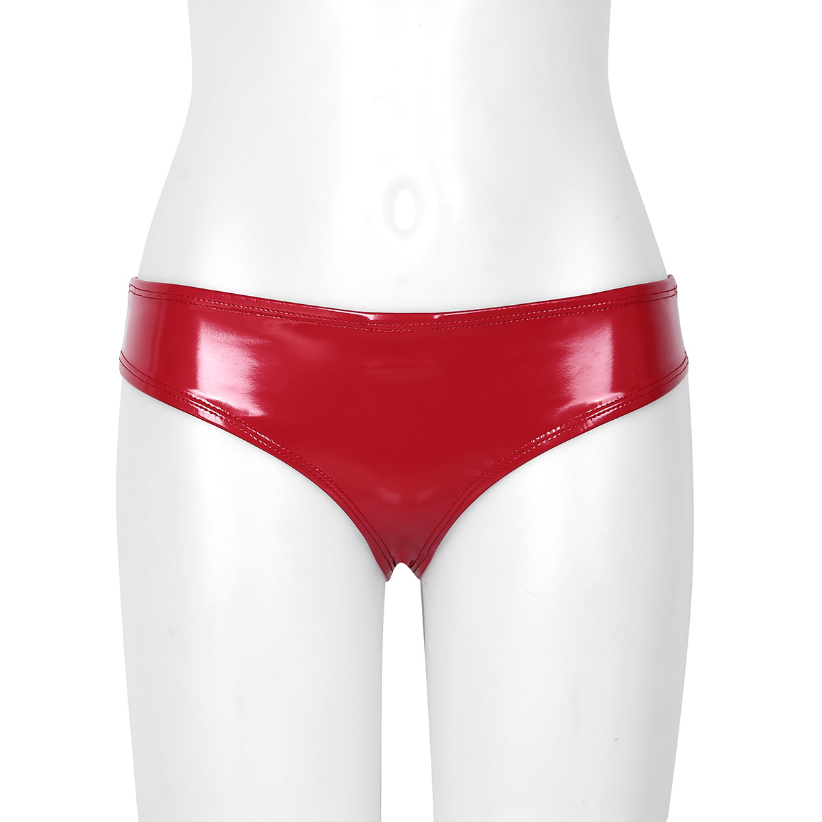 Vrouwen Hot Shiny Latex Slipje Sexy Laagbouw Hoge Cut Thong Lingerie Wetlook Lakleer Bikini