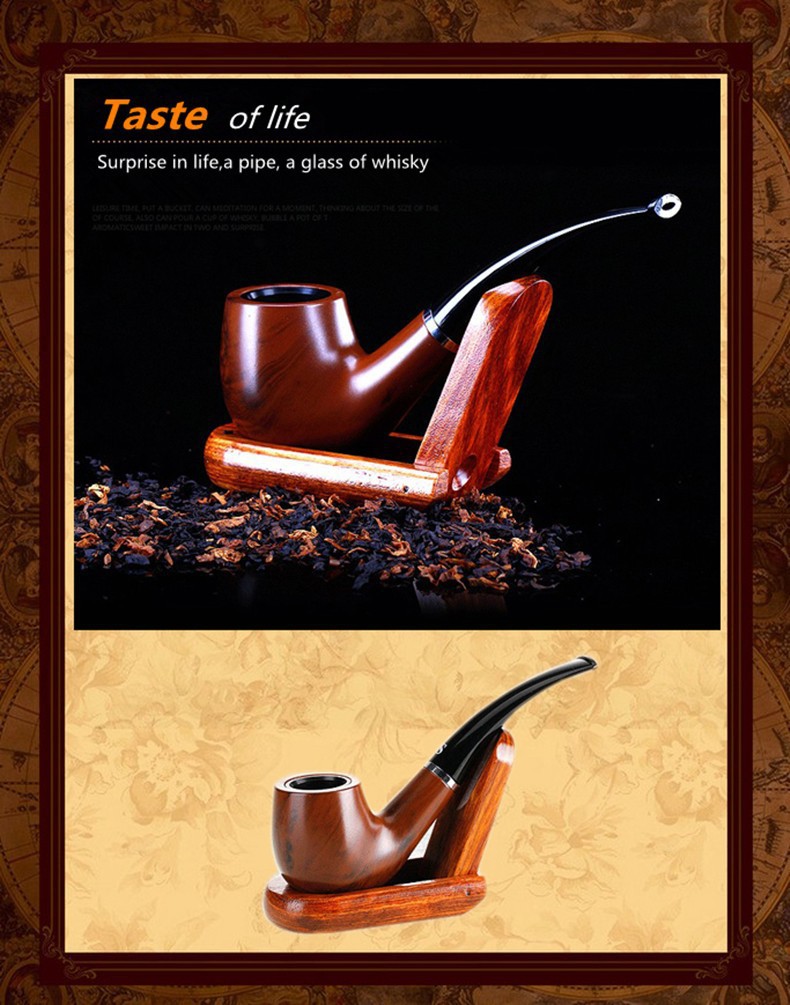 Men s Classic Wooden Tobacco Smoking Pipes Fashion Loop Filter Smoking Wood Pipe Healthy Smoking Pipe