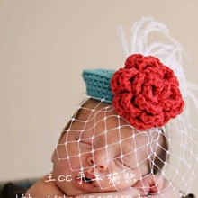 Fashion gauze rose vintage small fedoras baby hat props