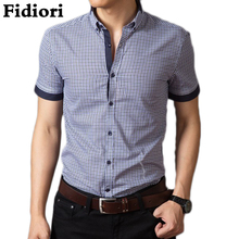 Fidiori 2016 New Summer Fashion Brand Men short sleeve shirt,Slim Fit Men 100% cotton Men Plaid Casual Shirt .