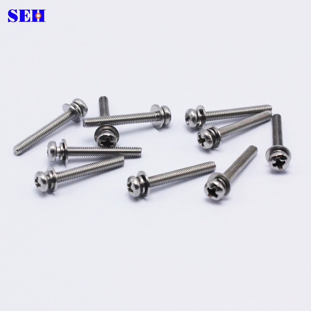 100pcs M2 5 20 Cross Recessed Round Head Combination Screw For Electronic Machinery Communication Equipment
