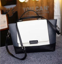 2015 New Hot Women Bags Lady Faux Leather Handbag White amp Black Messenger Bag Purse Tote