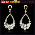 Golden Full Rhinestone Crystal Long Drop Earrings for Women Large Oval Geometric Alloy Party Wedding Large