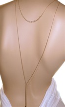 Fashion wedding backdrop necklace crystal beaded long necklace back chain double backdrop necklace bride wedding jewelry party