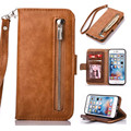 Zipper Wallet Card Holder Genuine Leather Strap Handbag Flip Stand Case Cover For iPhone 7 Plus