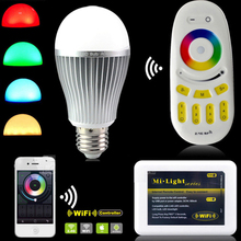 Milight AC85-265V 2.4G Wireless E27 RGBW RGB/WW rgb wifi 6W/9W/12W LED Dimmable Bulb lampada Lamp RF Remote Wifi APP controller