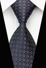 NT0442 Black Gray Plaids Checks Ties Jacquard Woven Smooth Classic Silk Polyester Man s Casual Necktie