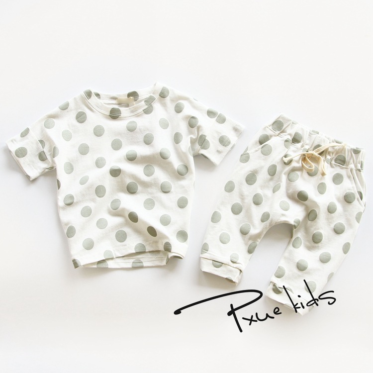 Summer kids clothes sets New cotton boys t shirt shorts suit clothing set sport suits Polka