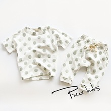 Summer kids clothes sets New cotton boys t shirt shorts suit clothing set sport suits Polka