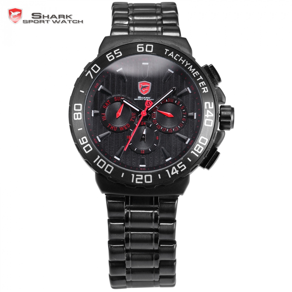 Black Shark Sport Watch Luxury Relojes Stainless Steel Band Waterproof