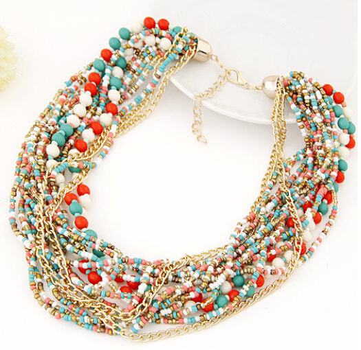 2015 Fashion Brand Maxi Necklace Beads multilayer Necklaces Pendants Collares Choker Necklace Woman Statement Jewelry 