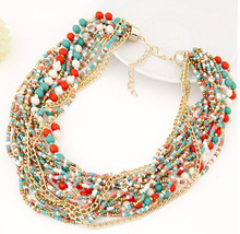 2015 Fashion Brand Maxi Necklace Beads multilayer Necklaces & Pendants Collares Choker Necklace Woman Statement Jewelry