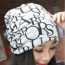 Free shipping New Fashion 2 Use Cap Knitted Scarf & Winter Hats for Women Hip-Hop English Letter Hot Sale Korean Version