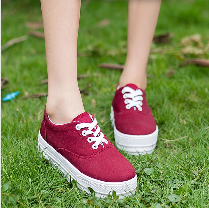 2016 new fashion women canvas shoes platform trifle casual lace up zapatos mujer shoes woman flats heavy-bottomed women shoes