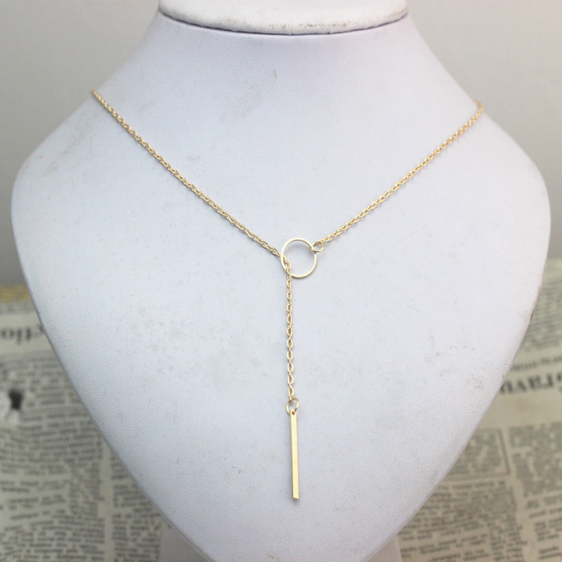 SALE Star Jewelry 1pc New Hot Unique Charming Gold Tone Bar Circle Lariat Necklace Womens Chain