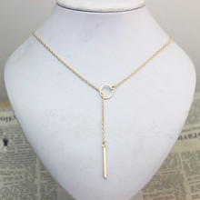 SALE Star Jewelry 1pc New Hot Unique Charming Gold Tone Bar Circle Lariat Necklace Womens Chain Jewelry Gift Cheap Drop Free