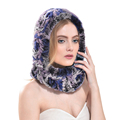 In 2016 the new winter rabbit hair color ear cap and gradually warm fur collar knitted