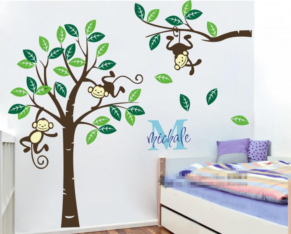 Large Nursery Tree Decal With Personalised Name Wall Decoration Vinyl Stickers 