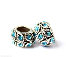 Free Shipping 1pc Alloy bead Leaves charms with Crystal Charm Beads  Fit Pandora Bracelets & Bangles Jewelry YW15265