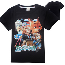 New summer cartoon Zootopia kids boys girls short sleeve T shirt brand cotton kids clothing for 3-12Y