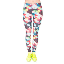 2015 Women New Arrival Color Triangles Pixels 3D Digital Printing Fashion Sexy Leggings Plus High Elastic leggings Free shipping