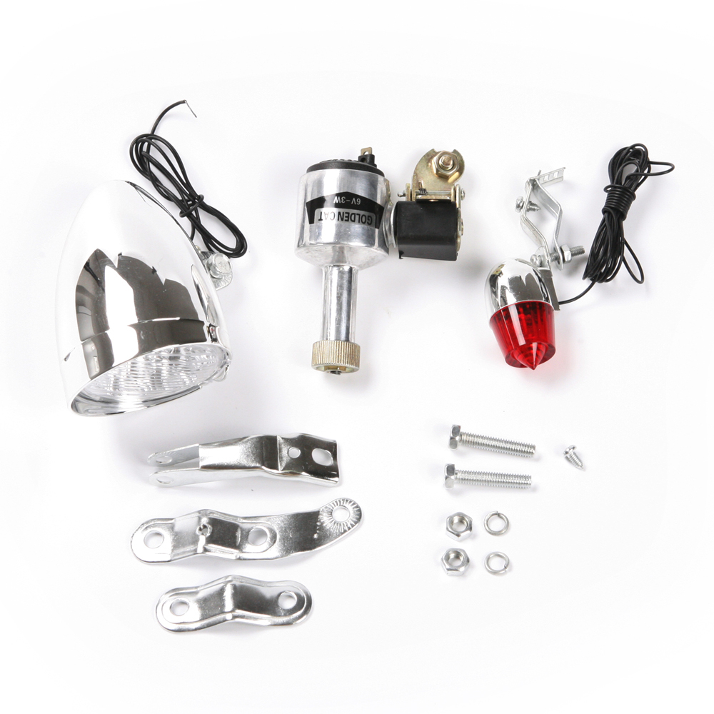 Bicycle Motorized Bike Friction Generator Dynamo Kit Head Tail Rear