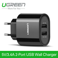 Ugreen 5V3.4A Universal Travel USB Charger Adapter Wall Portable EU UK Plug Mobile Phone Smart Charger for iPhone Tablet Samsung