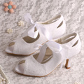 Wedopus Hot Selling White Women Medium Heels Pumps Size 9 Wedding Shoes Bridal