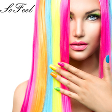 Fashion hair extension for women24 inch Synthetic Clip In Extensions Straight Hairpiece Party Highlights Punk hair pieces