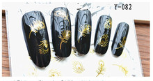 1 sheet Gold Feather Design Nail Art Water Transfer Sticker Nails Beauty Wraps Foil Polish Decals
