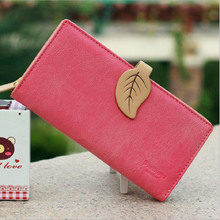 2016 New Fashion Korean Women Long Wallet Matte PU leather Leaves Buckle Clutch Purse Credit Card Holders Classic