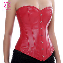 2340A Faux Leather Steampunk Corset Cuero Overbust Sexy Bustier Top Burlesque Corsets and Bustiers Corses Para Mujer Espartilhos