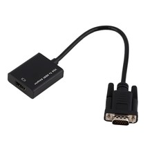 Full HD 1080P VGA to HDMI Audio Video Cable Adapter Female Converter with USB Cable for Laptop PC DVD HDTV TV Black