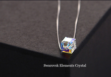 925 Sterling Silver Fashion Svarovski Elements Crystal Magic Cube Necklace Pendant Box Chain Charming Fine Jewelry