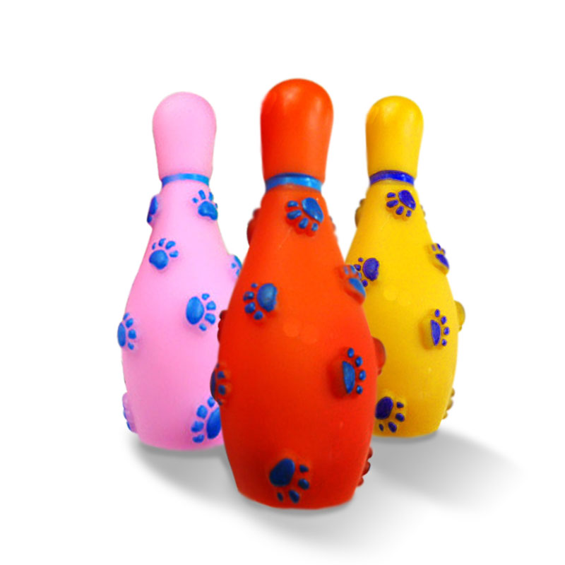 2016 Pet dog toy with Bell Bowling Shape pet Squeak toys RUBBER Material blue, yellow, pink,red Dog Pets Toys 158CWT