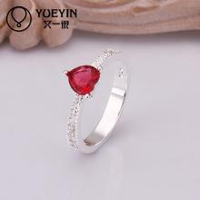 R252 silver Plated classic New Design Heart Shaped ruby Ring For women wholesale cheap price