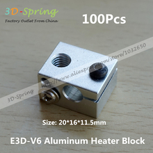50Pcs Reprap E3D V6 Aluminum Heater Block All-Metal Extruder For HotEnd 20x16x11.5 20*16*11.5mm For 3 D Printer Parts