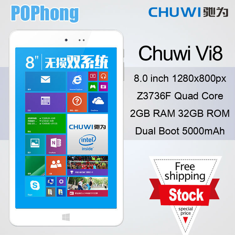 original Chuwi Vi8 Dual OS Tablet PC 8 inch Z3735F Quad Core Windows 8 1 Android