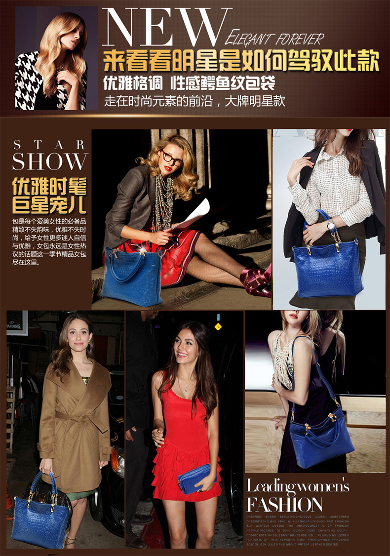 2015 Fashion Brand GENUINE LEATHER Handbag Women Vintage Tote Cow