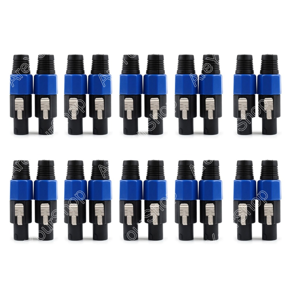 Sale 20 Pcs Lot 4 Pin Speakon Plug Male Speaker Audio Cable Connectors High Quality minijack plug Wire Connector