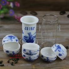 SET pot 6cups Blue and white porcelain Large tea device black tea set glass ceramic tea