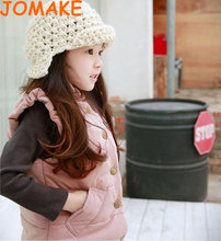 Retail Autumn And Winter Korean Solid Single Breasted Thicken Cotton Ruffle Collar Children Clothes Girls Casual