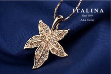 Italina Rigant Pendant Necklace Rose White Gold Plated Austrian Crystal Toronto Maple Leaf Necklace Jewelry